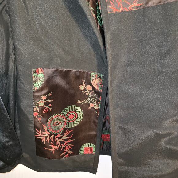 Susan Bradley Open Jacket Asian Embroidered Quilted Reversible Balloon Sleeve OS - Picture 9 of 13